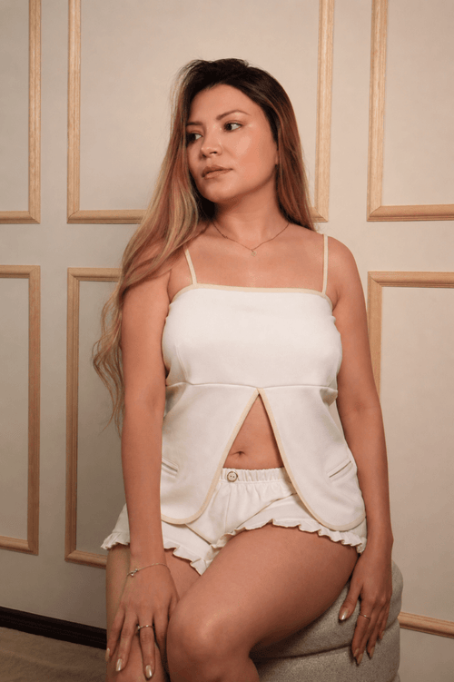 Dentelle Pijama Blanco Hueso - 100% Algodón Peruano Tangüis - FormosusDentelle Pijama Blanco Hueso - 100% Algodón Peruano Tangüis
